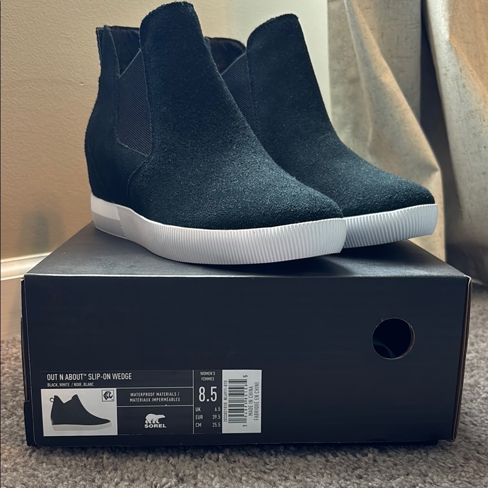 Sorel Black Slip-On Wedge Sneakers